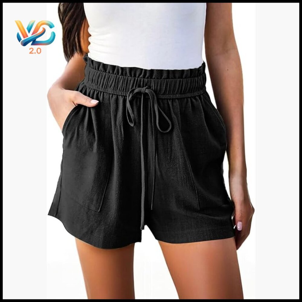 Linen High Waisted Shorts for Women Casual Summer Beach Resort Wear